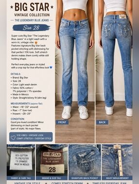 🌟 Big Star Vintage Collection Jeans – Size 28 – Distressed Y2K Style